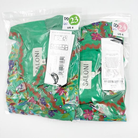 Saloni Tilly Sleeveless Silk Tie Front Mini Dress Summer Wreath SS24-1019 US 4 - Picture 8 of 8